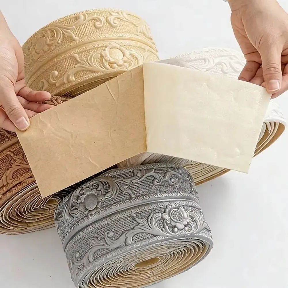 2.3 Meters/Roll Ceiling Decoration Strip 3D Foam Self-Adhesive Wall Trim Line Anti-collision Waterproof Skirting Line Decor
