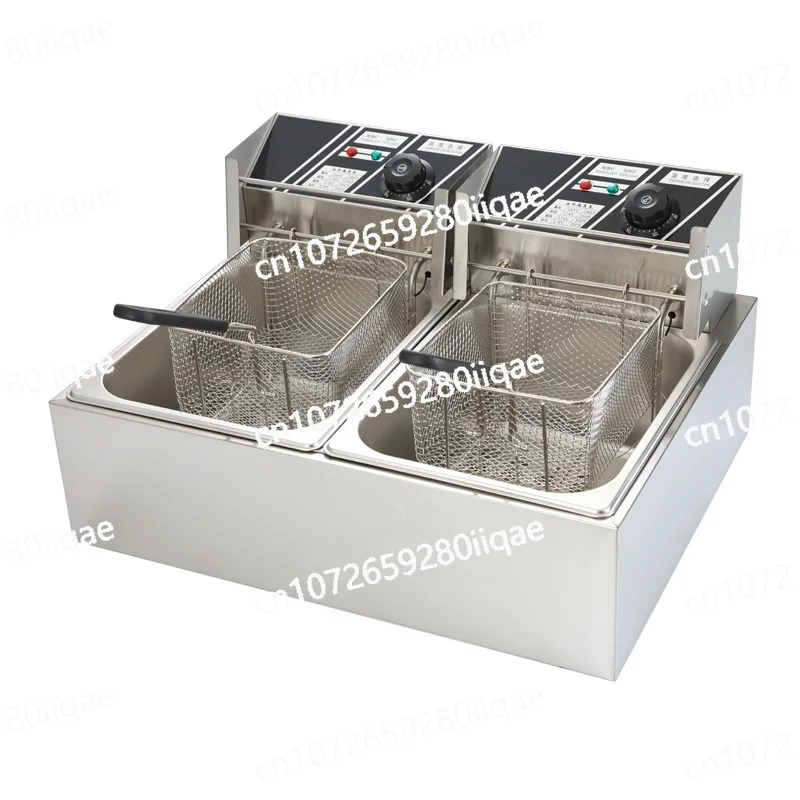 6L + 6L Double Can Electric Fryer Stainless Steel Catering Equipment Turkey Fryer