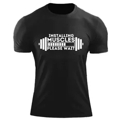 2023 Summer T Shirt for Men Top Fashion Harajuku Streetwear Men Women T-shirts Tshirts Installing Muscles Please Wait Y2K Tops