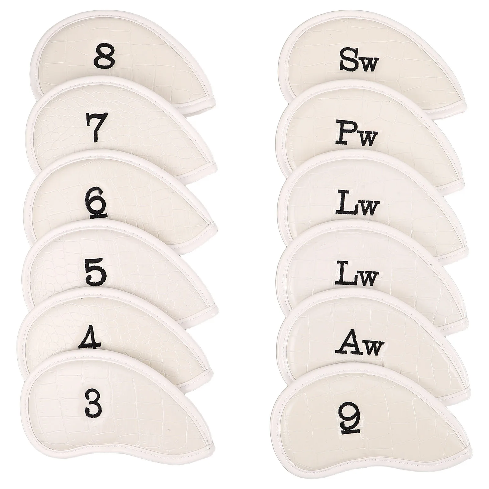 

12pcs Golf Club Head Covers Set Durable Pvc Irons Drivers Fairway Protectors Protective Covers With Numbers White For Golf Club