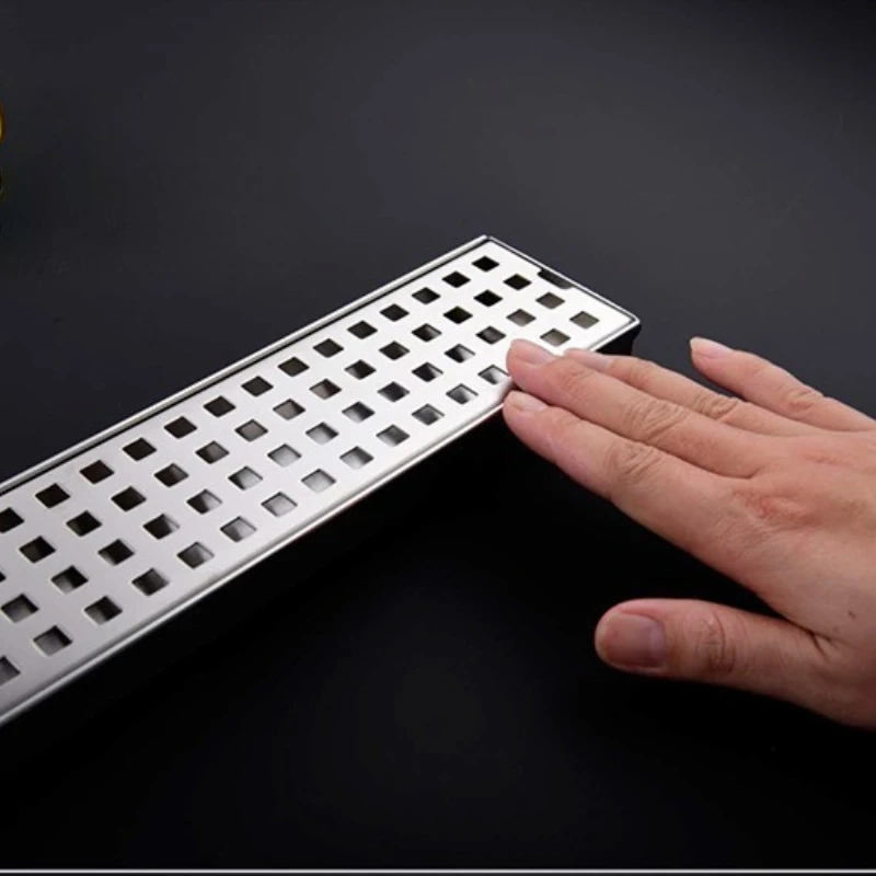 304 stainless steel shower room, bathroom large displacement side exhaust anti odor rectangular floor drain 6.8X50cm