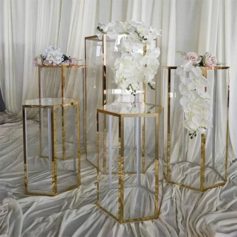 

2024 latest design wedding decoration furniture flower stand metal gold base