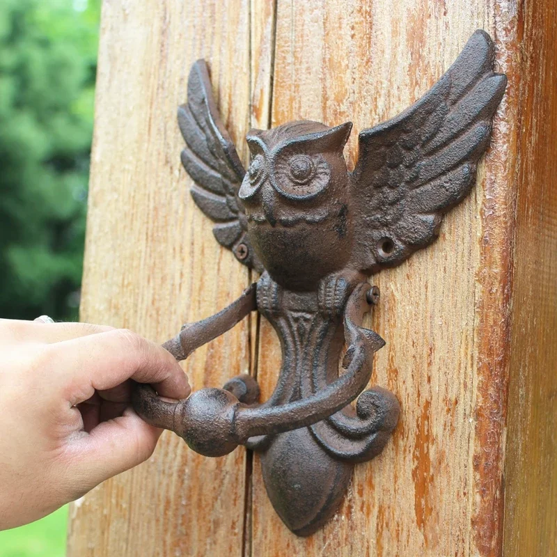 

Vintage Door Knocker Cast Iron OWL Decorative Doorknocker Wrought Iron Door Handle Latch Antique Gate Ornate Bird Home Office