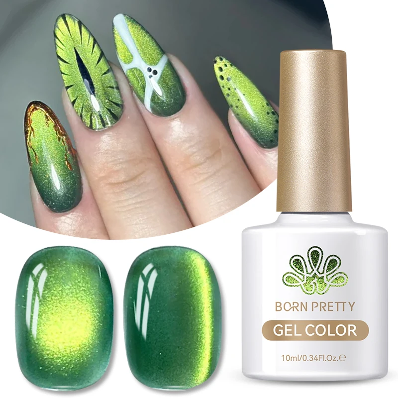 

BORN PRETTY 10 мл Магнитный гель с зеленым котом, водный свет, блеск, замачиваемый УФ-гель, полуперманентный маникюр, лак для дизайна ногтей