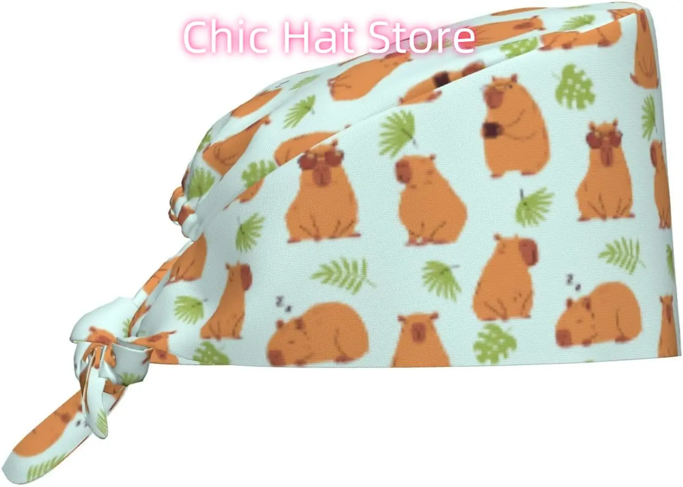 

Capybaras and Leaves Caps Adjustable Working Cap with Sweatband Elastic Tie Back Hats for Women Men