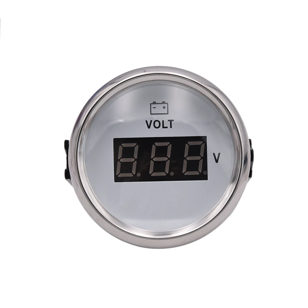 HD Digital 52mm Voltmeter Motor Auto Voltage Volt Gauge 8~32V Meter Red Backlight for Car Boat Yacht Truck Motorcycle Marine