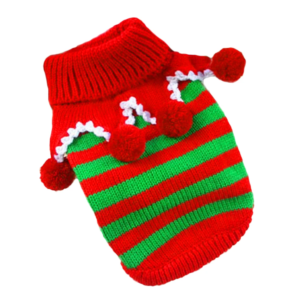 

Stylish Pet Christmas Striped Sweater Thickened Warm For Small Dog Size M Red Green Durable Comfortable Outdoor Use Walking