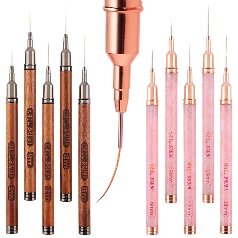 2PCS Nail Art Liner Brushes Gel Nail Brush Gel Nail Polish Painting Brush Nail Art Design Brush Pen Set Drawing Pen