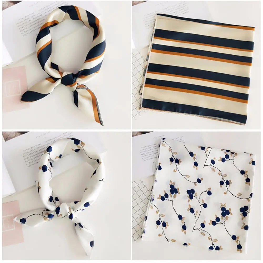 Fashion Women Small Vintage Square Scarf Head Neck Hair Tie Band Silk Feel Satin