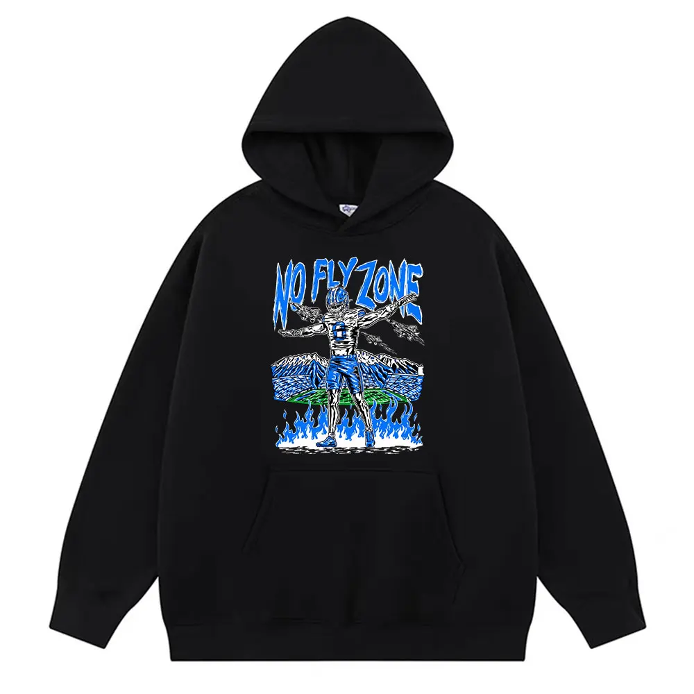 

American Vintage Hoodie No Fly Zone Rugby Player Skeletons Hooded Sweatshirts Men Women Gothic Hip Hop Loose Oversized Pullovers