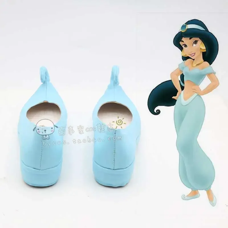 Aladdin Princess Cosplay shoes magic lamp Princess Jasmine Shoes Indian blue shoes Costume Role Play costume Halloween wig