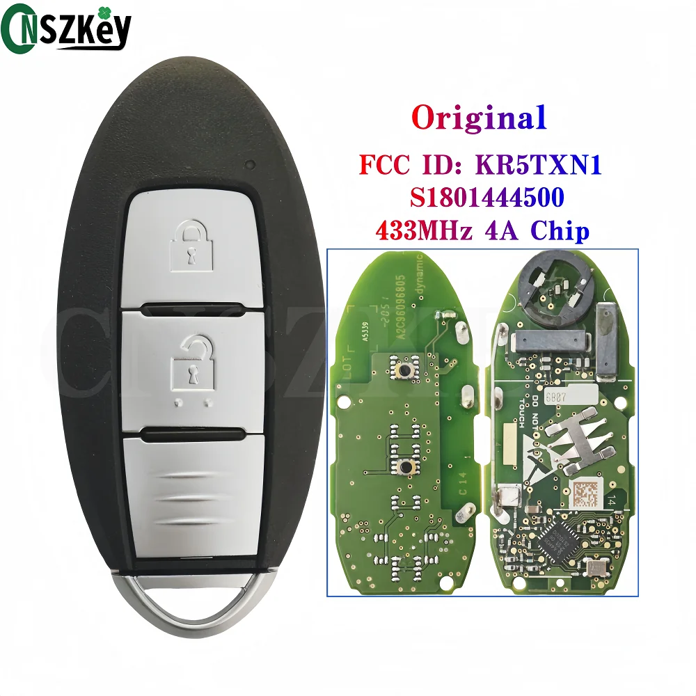 CNSZKEY FCC ID: KR5TXN1 S1801444500 Original Smart Remote Key For Nissan QASHQAI X-Trail 2021 433Mhz FSK ID4A Chip 2 Buttons