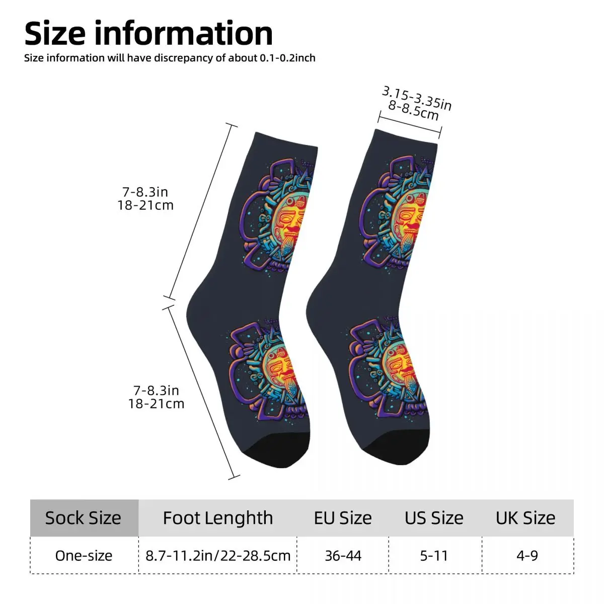 Funny Happy Sock for Men Aztec Sun Hip Hop Warli Pattern Printed Crew Sock