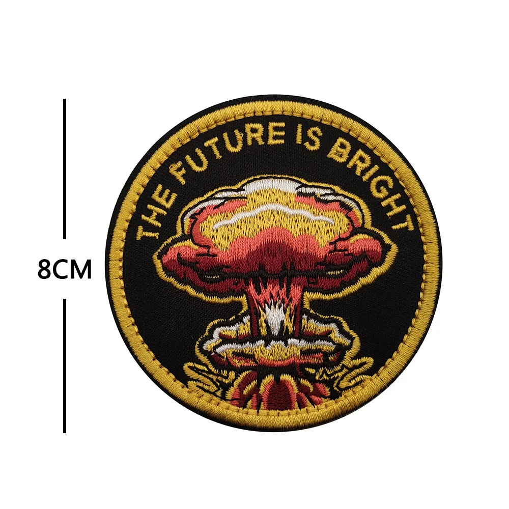 Return To The Future Embroidery Patch Mushroom Cloud Armband PVC Soft Rubber Mock Nuclear Radiation DIY Appliques for Clothing