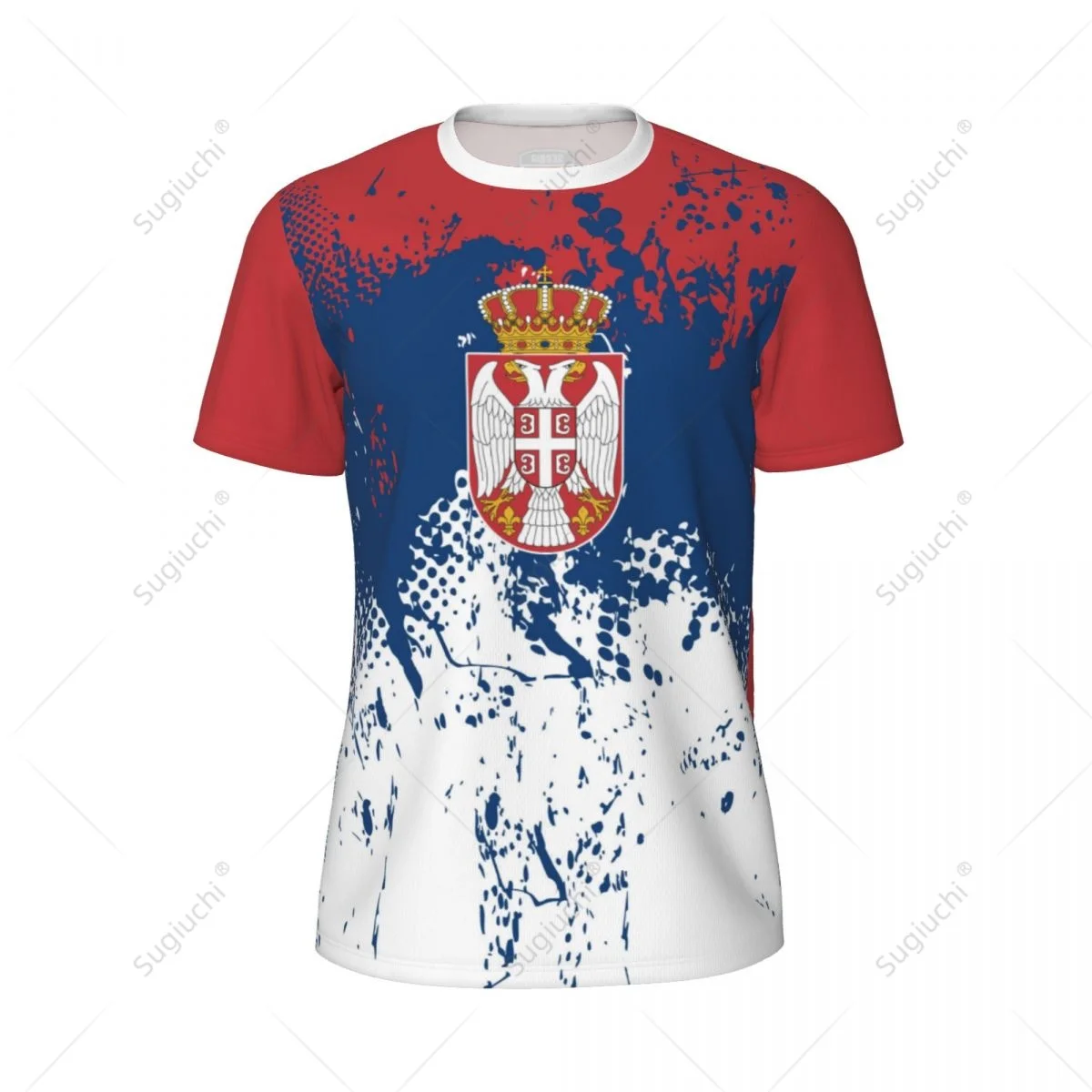 Exclusive design Serbia Flag Grain 3D Printed Men For Running Bike Soccer Tennis Fitness Sports tshirt Mesh Fans Short T-shirt