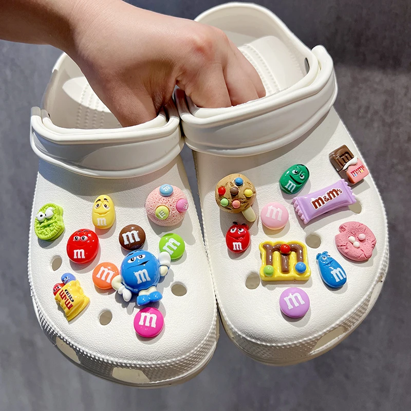 Funny Letter M Bean Hole Shoes Charms Decorations Jeans Fit Cute Candy Shoe Charms Pins For Child's Slippers Accessories Gift