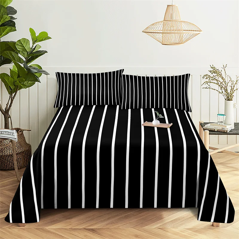 

Striped Plaid 0.9/1.2/1.5/1.8/2.0m Digital Printing Polyester Bed Flat Sheet With Pillowcase Print Bedding Set