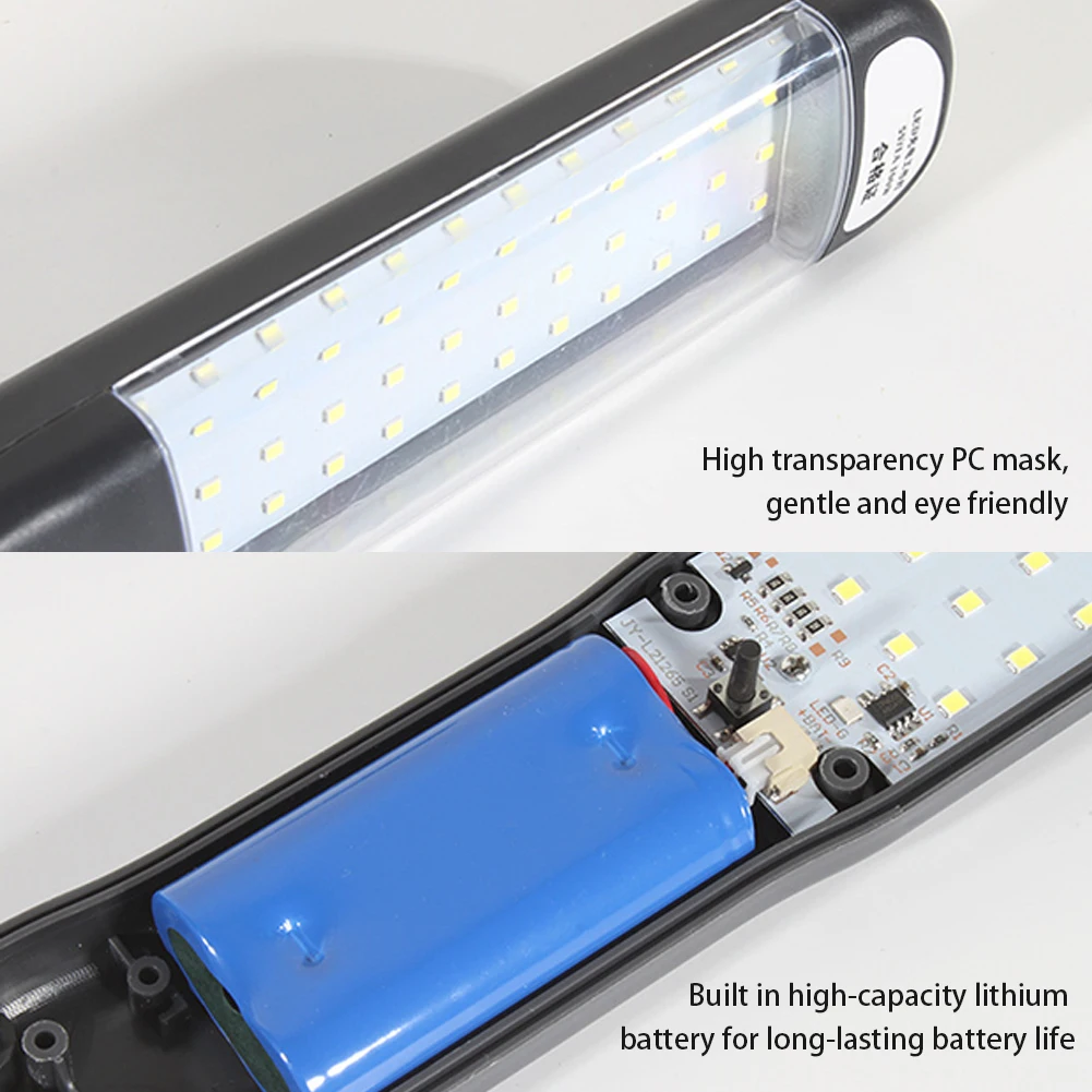 Led-Werklamp Oplaadbare 1500lm 3 Verlichtingsmodi Mechanisch Licht Met Magnetische Bases En Ophanghaken Voor Autoreparatie