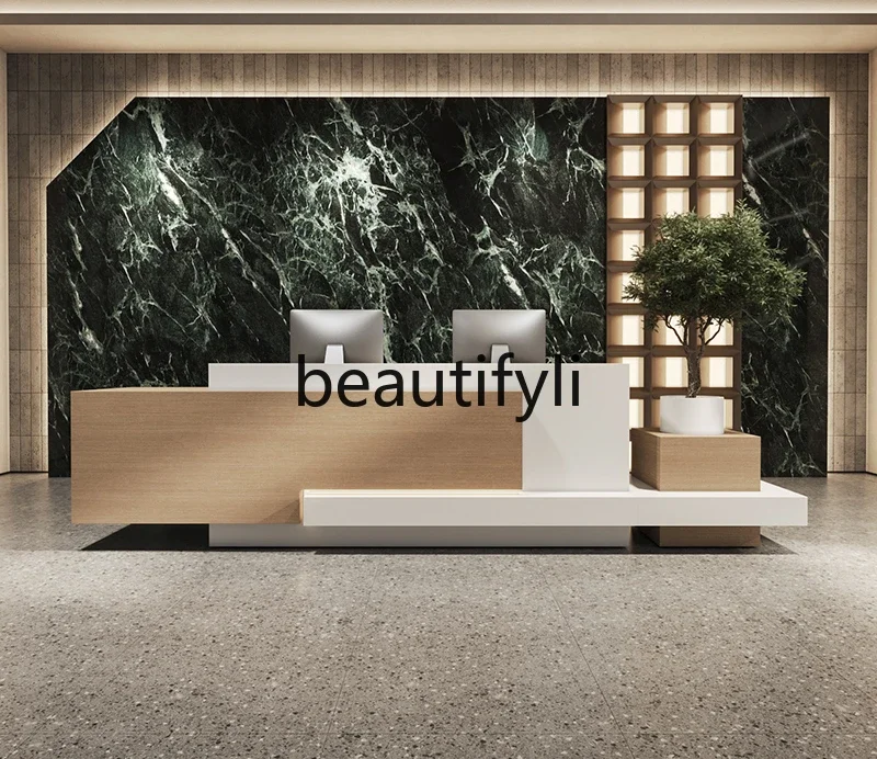 Hotel front desk reception desk simple modern store checkout page creative long lobby service desk