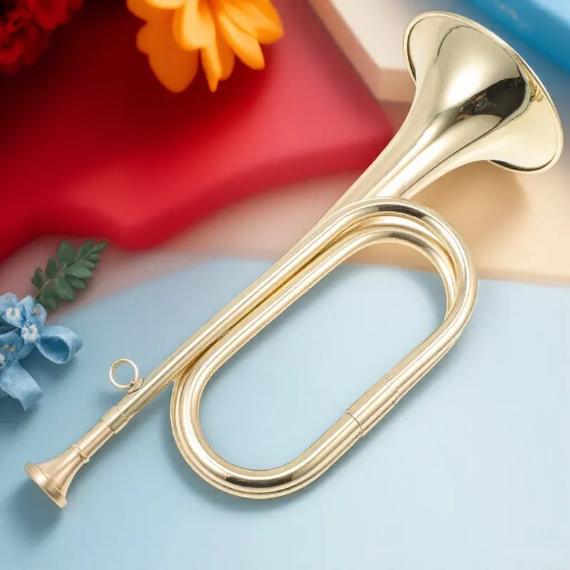 

1 шт. Военная труба, маленький латунный музыкальный инструмент для начинающих, обучающий инструмент для детей, для сценических выступлений, для студентов