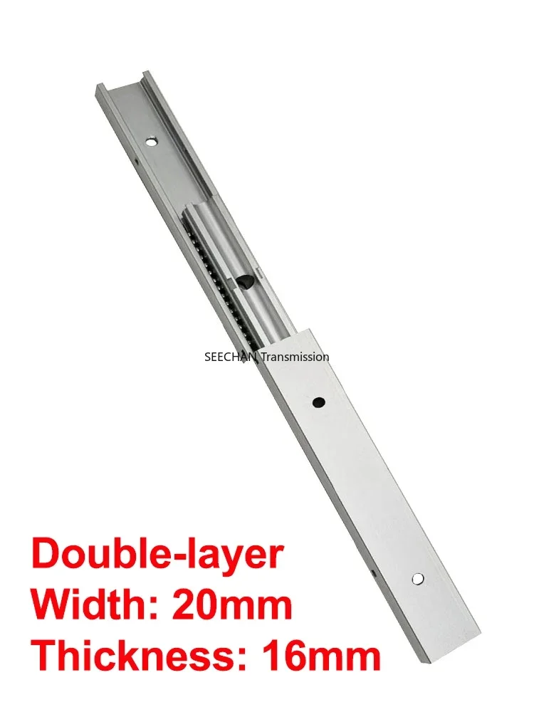 20mm Wide 2-Section/3-Section Aluminum Alloy Linear Sliding Rail Keyboard Holder Light Load Mechanical Equipment Guide Rail