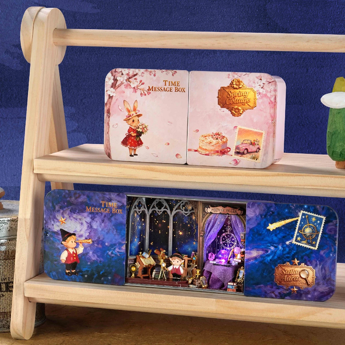

DIY Wooden Time Message Box Mini Casa Figurines Miniatures Kits Assembled Houses for Friends Birthday Gifts Home Decor Crafts