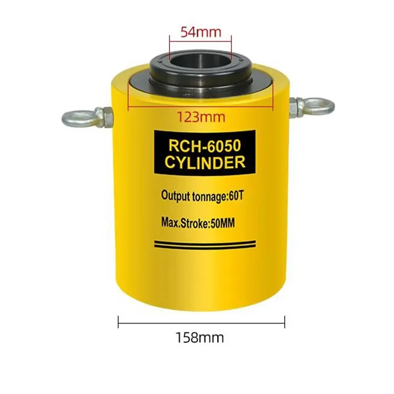 RCH-6050 Single Acting Hollow Hydraulic Cylinder Jack  60Ton 50mm Short Strokes Internal Thread Plunger Hydraulic Cylinder