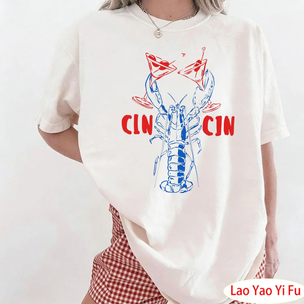 Lobster Shirt Lobster Martini Foodie Graphic T-Shirt Summer Vibes Shirt Lobster Lover Tee Coastal Granddaughter Aesthetic Tops