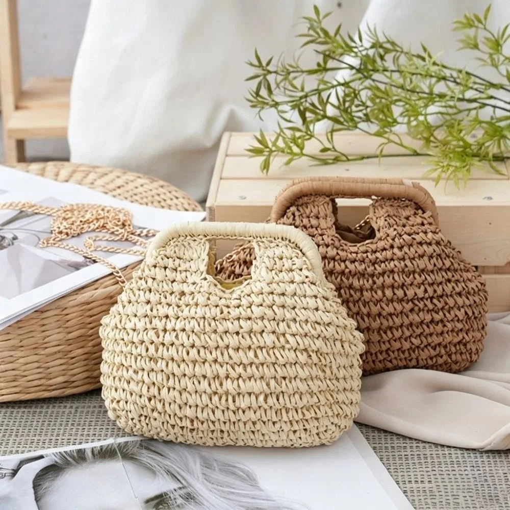 Trendy Summer Straw Weaving Shoulder Bag Boho Leisure Crossbody Bag Casual Beach Woven Clutch Bags for Women view 5