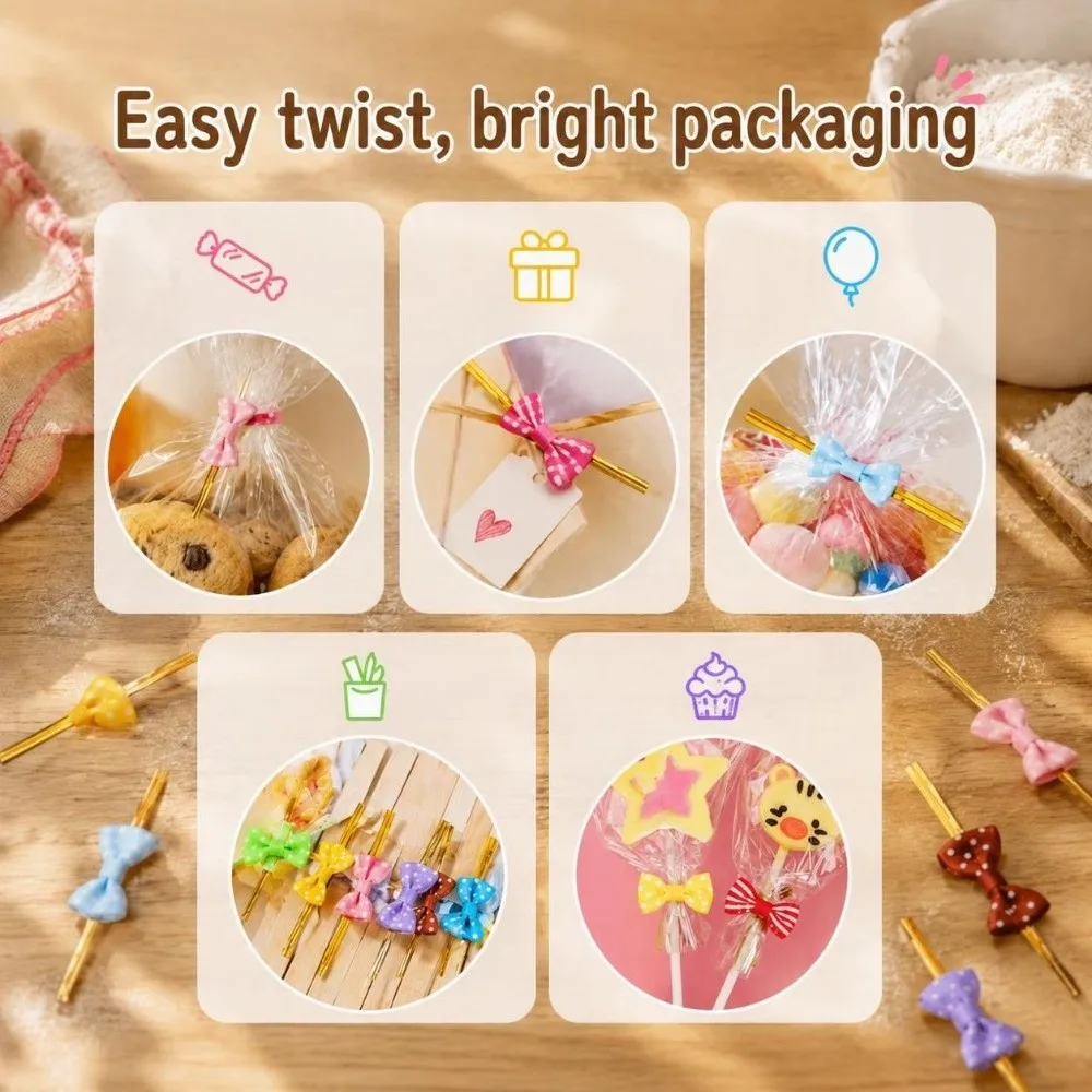 100/200PCS New Iron wire Twist Tie Dots Ties Gift Bag Sealing Tie Bag Closure Tie Bakery Bags