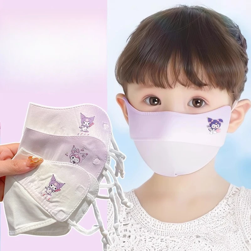 Miniso 子供用マスク Kulomi 日焼け止め 3 ～ 6 歳用 春と夏 アイスシルク 薄いスタイル 通気性と洗濯可能