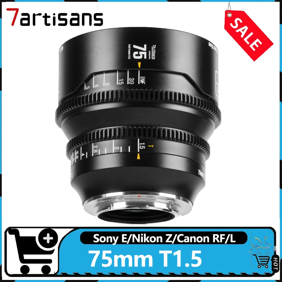 7Artisans 75mm T1.5 Manual Focus Cine Lens DREAM Series Full Frame Telephoto Came Lens for Sony  Canon Nikon Leica