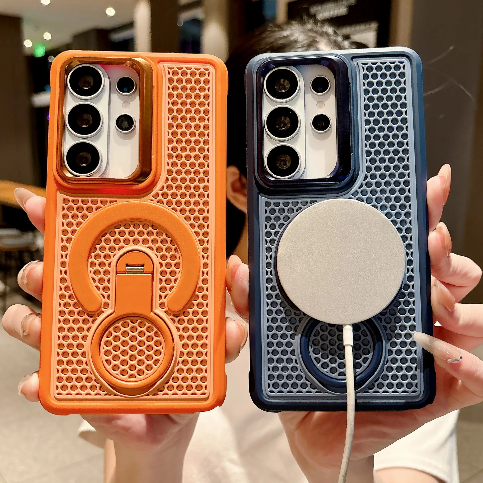 case for Samsung S26 S25 S24 S23 ultra 360 degree rotating ring holder magnetic protective case Colorful heat dissipation plain