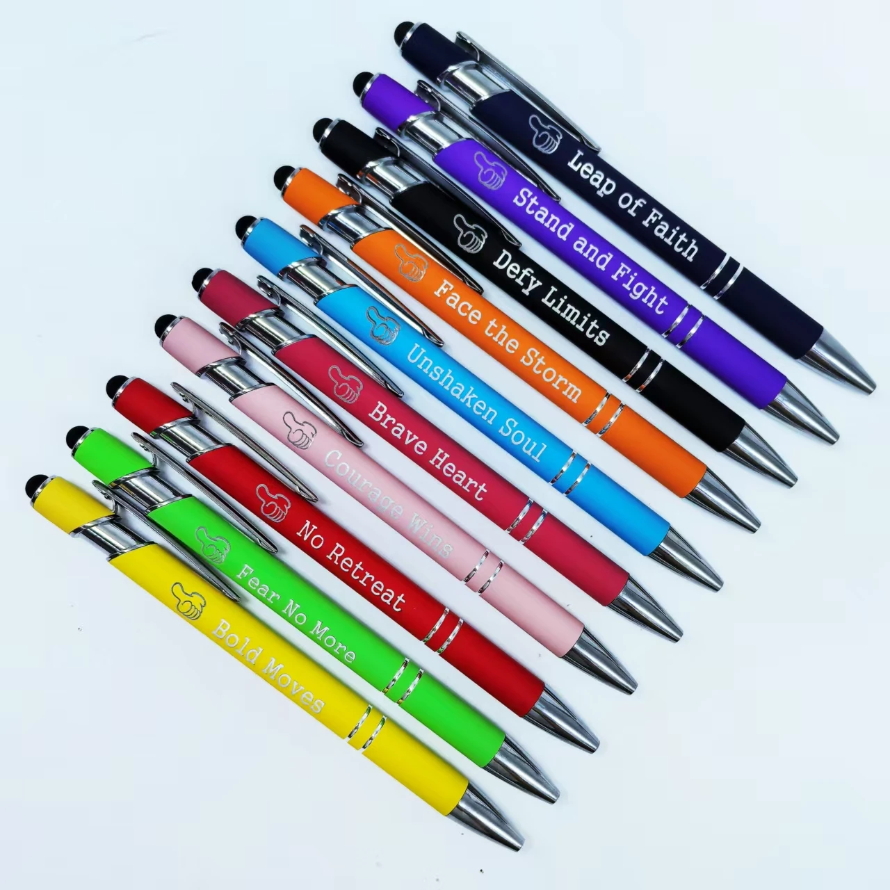 

10 шт. сенсорная металлическая вдохновляющая фраза шариковая ручка с узором вдохновляющая металлическая ручка с гравировкой, канцелярские принадлежности для студентов подарок