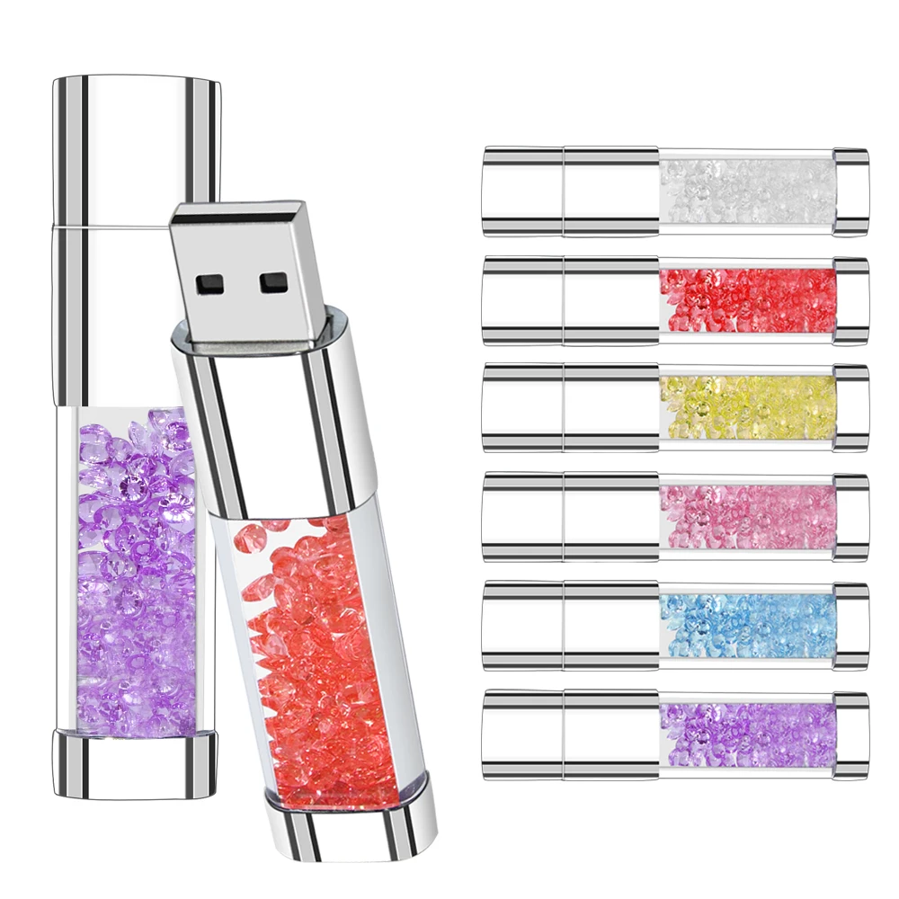 

Usb Flash Drive Crystal LED Lights Memory Card Flash Drive 32GB 128GB Pen Drive Pendrive 64GB U Disk 4G 8G 16G Cle Usb Gift