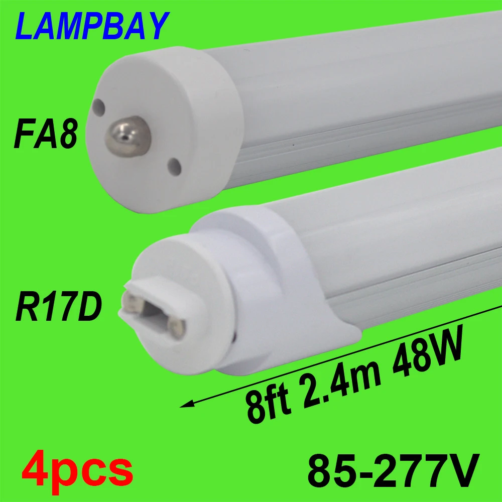 

Светодиодная лампа-трубка 8 футов (2,4 м), 48 Вт, 94 дюйма, T8/T12, аналог люминесцентной лампы F96 FA8, одноконтактная, R17D(HO), теплый/нейтральный/холодный белый свет, с регулировкой яркости Triac