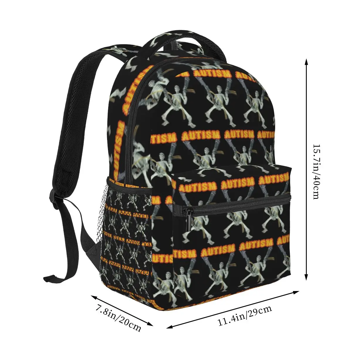 Autism Autistic Skeleton Meme Awareness Student Backpack School Bag Hiking Daypack for Boys Girls Fashion Bookbag Shoulder Bags