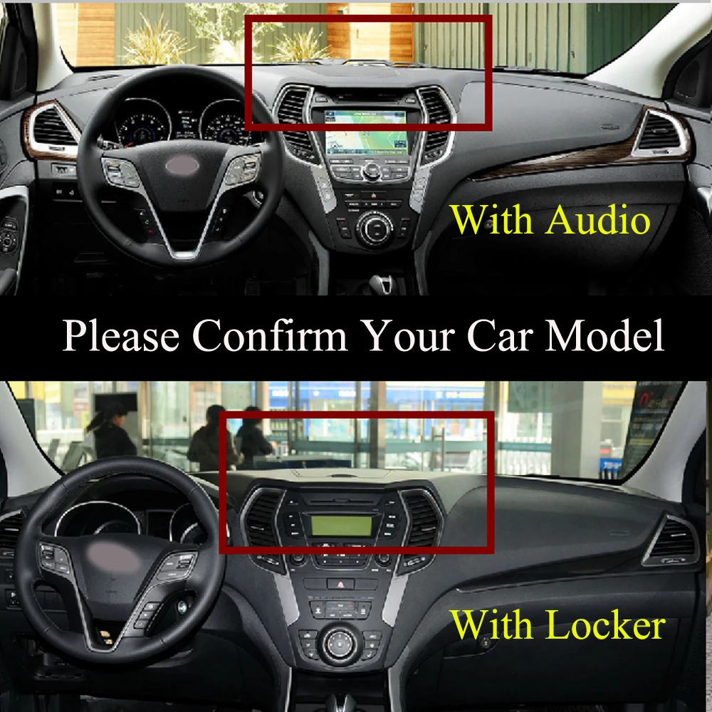 For Hyundai Santa Fe DM IX45 2013 2014 2015 2016 2017 2018 Dashboard Cover Board Mat Carpet Pad Sun Shade Retro Leather Cushion