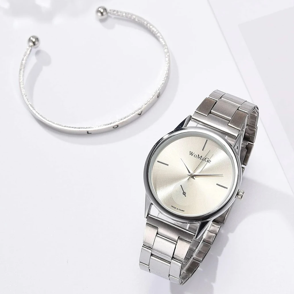 Women Watch Set Luxury Silver Dress Quartz Watch Bracelet Ladies Sports Wrist Watch Clock Gift Woman Relogio Feminino