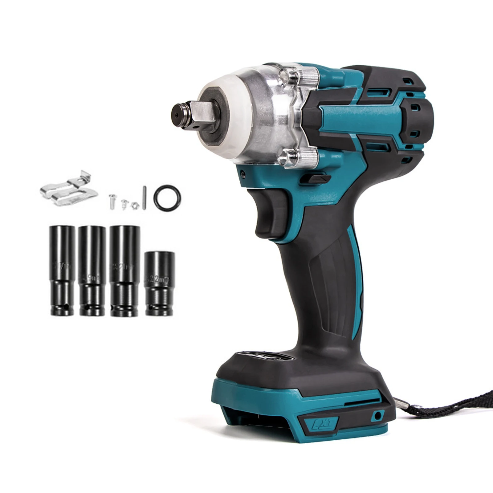 

500W 520Nm 18V Torque Brushless Cordless Electric Impact Wrench Driver + Battery Power Tool Electric Wrench Black+Blue