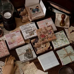 100pcs/pack Vintage Memo Pads Retro Flower Butterfly Material Paper for Scrapbooking Journal Diary Decoration Collage DIY