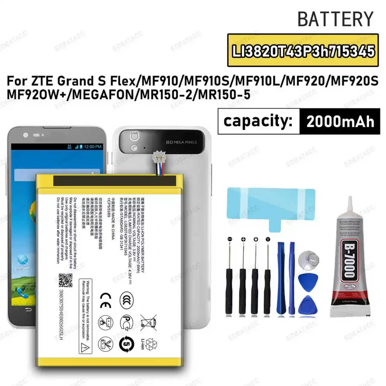 

100% New Zero Cycle LI3820T43P3h715345 For ZTE Grand S Flex MF910 S L MF920 MF920S MF920W+ MEGAFON MR150-2 MR150-5 MTC835F