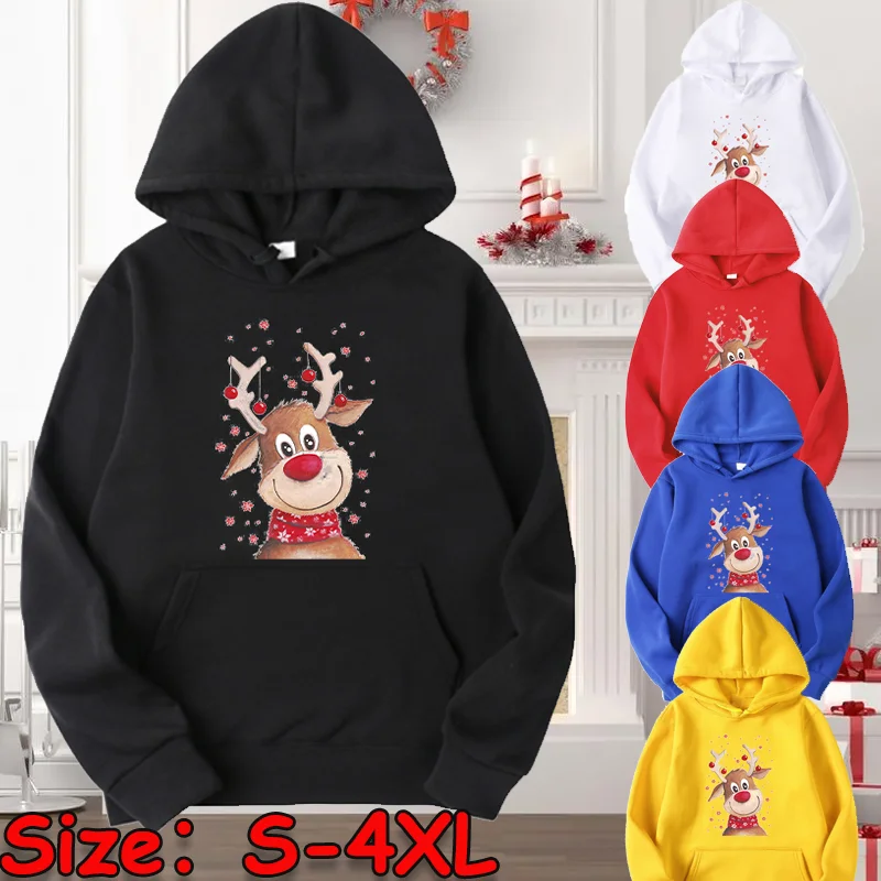 Women\'s Elk Print Sweatshirt Christmas Novelty Christmas Sweater Top Long Sleeve Round Neck Casual Pullover