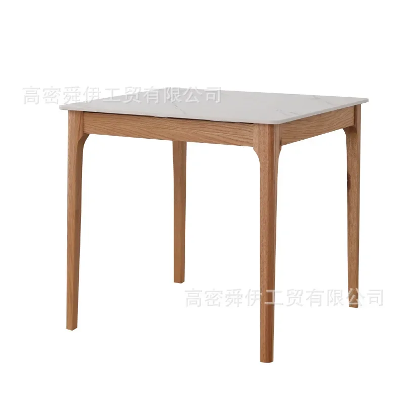 

Slate square table Nordic simple solid wood small apartment restaurant dining table square reception negotiation table