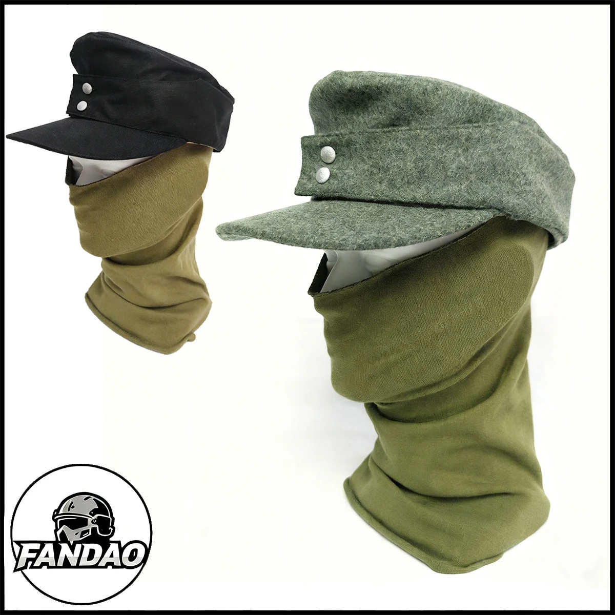 WW2 M43 German Mountain Field Cap Camo Baseball Cap with Elastic Scarf Adjustable Casual Outdoor Hat for Military Enthusiasts