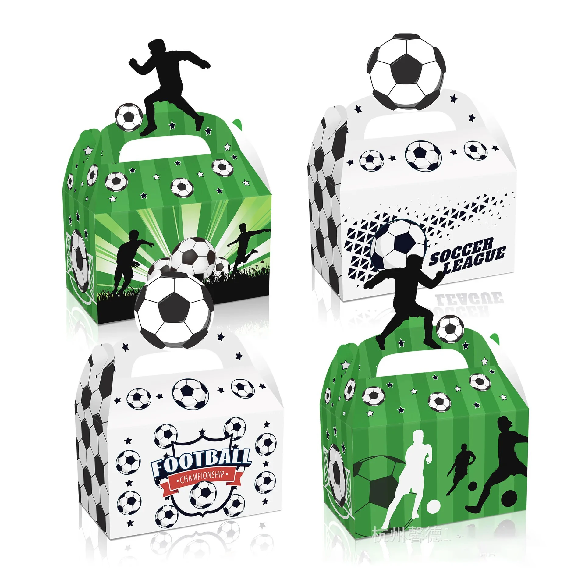 4/30Pcs White Green Pattern Gift Boxes Rugby Touch Down Treat Goodie Candy Cookie For Kid Soccer Theme Party Football Team Decor