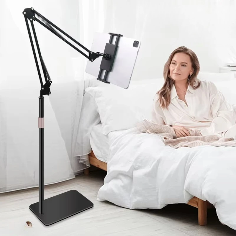 2025 ângulo altura retrátil suporte de chão tablet ao vivo suporte do telefone embalagem caixa tablet suporte preto e branco fcc