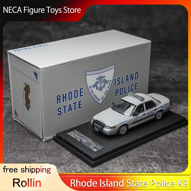

Масштабная модель 1:64: Полицейский автомобиль Ford Crown Victoria Interceptor в окраске полиции штата Род-Айленд с K9, литая под давлением, из сплава, игрушка-подарок для мальчиков