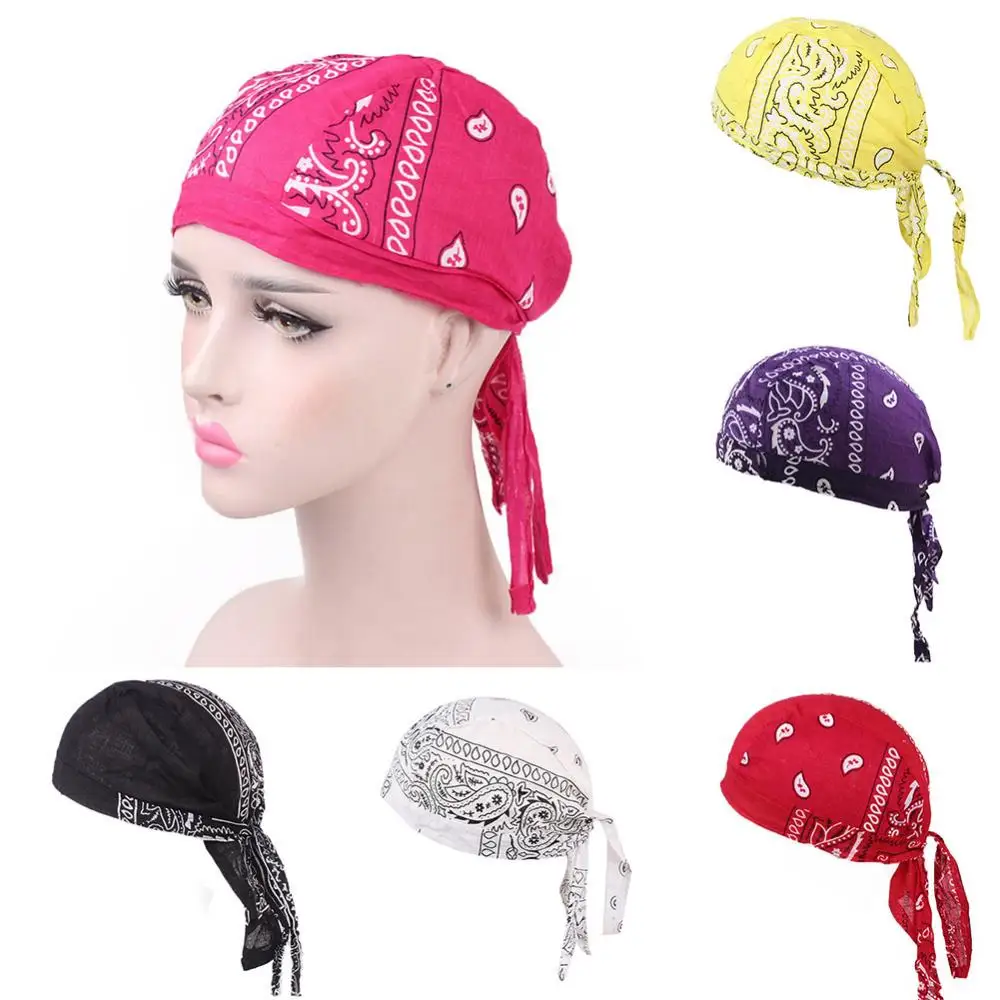 Cotone Durags bandane turbante cappello pirati ciclismo berretto fascia parrucche Durag casco fodera Sport fascia sciarpa capelli sciarpa Skullies