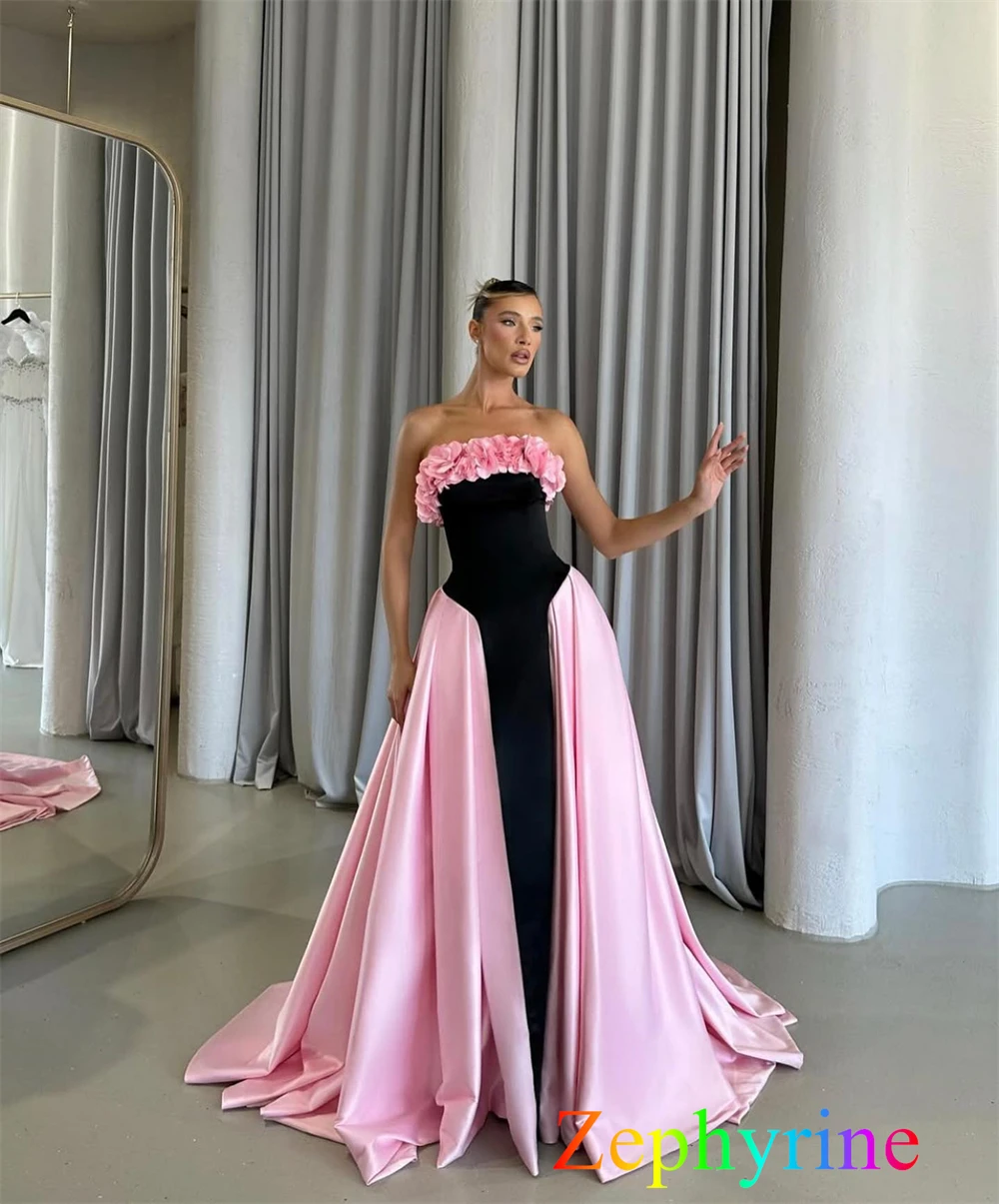 Aangepaste eenvoudige roze satijnen avondjurk Prachtige strapless mouwloze homecoming-jurken Mode-jurken voor speciale gelegenheden